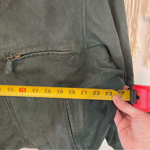 Vintage Angelo Litrico Authentic Dark Green Cowhide Leather Bomber Jacket Sz L - Picture 10 of 13
